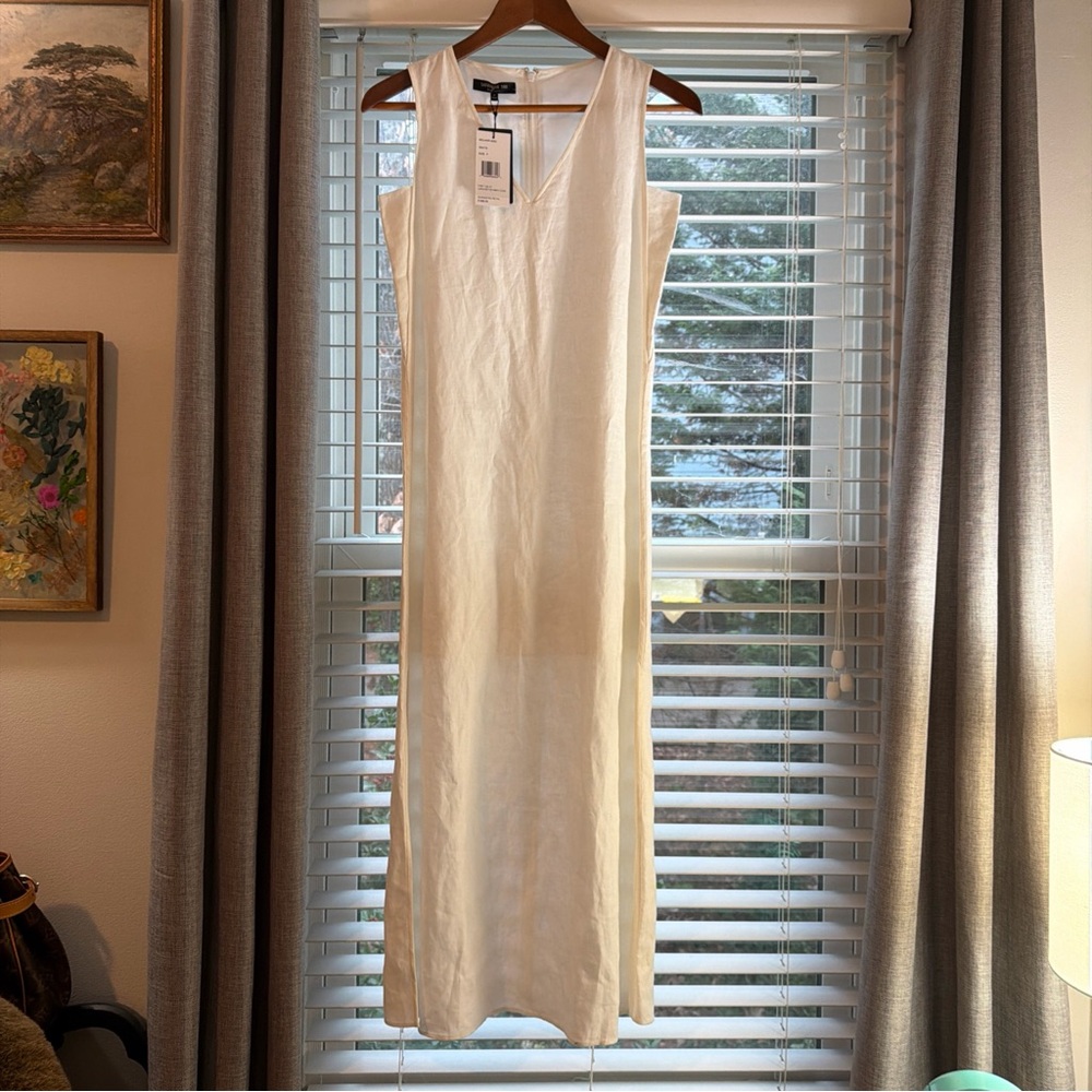 $398 NWT Lafayette 148 Linen Dress Lined V-neck